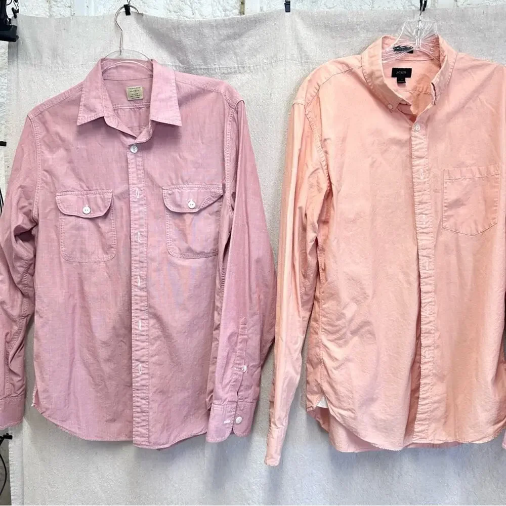 J. Crew lot of 3 men's button down long sleeve red/orange shirts size‎ Medium